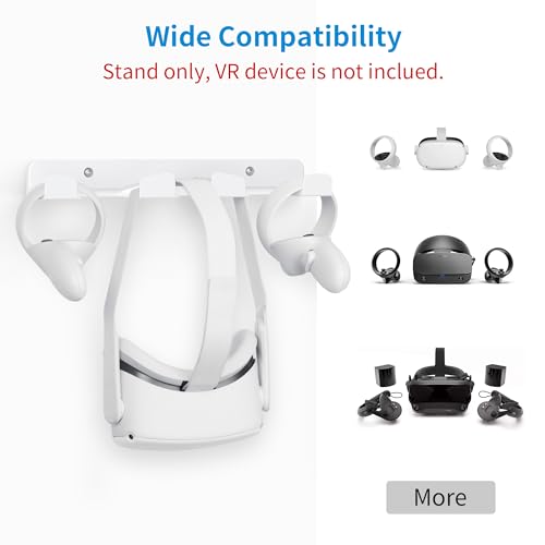 SOKUSIN VR Wall Mount - Storage Stand Holder Hook for Meta/Oculus Quest 3/2/Quest/Rift/ Rift S/PSVR 2/Valve Index/ HTC Vive/HP Reverb G2/Playstation VR Headsets, Gaming Controller Hanger Space Saving - color: White