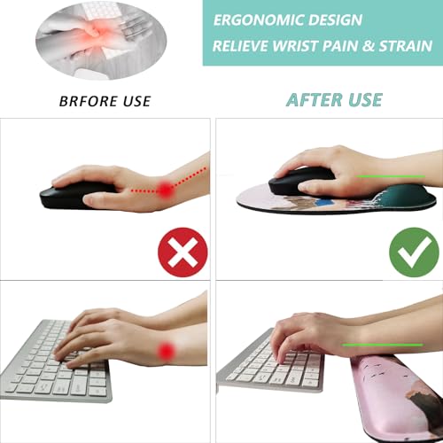 Keyboard Wrist Rest Pad Mouse Pad with Wrist Support Set of 3, Mousepad with Non-Slip Rubber Base, Ergonomic Memory Foam Mouse Wrist Cushion Support for Home Office Laptop Computer Gaming, Sunrise - color: Sunrise