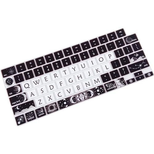 Cute Silicone Keyboard Cover for 2021-2024 MacBook Air 13.6" 15" A2941 A3114 A2681 A3113, MacBook Pro 14" 16" A2442 A2779 A2918 A2992 A2485 A2780 A2991 A3112 A3401 A3406 M4 M3 M2 M1 Max, Sun and Moon - color: Sun and Moon