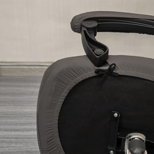 Melaluxe Office Chair Cover with Arm Covers - Universal Stretch Desk Chair Cover, Computer Chair Slipcovers (Size: L) - Dark Gray - color: Dark Gray, size: Large with Arm Cover