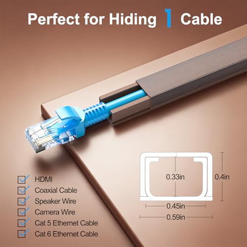 Yecaye Cord Hider, 113in Cord Covers for Wires on Wall, One-Cord Cord Organizer, Easy Install Cable Management Kit, Cable Cover Home Office, W0.59in H0.4in, Cherry - color: Cherry, size: Small