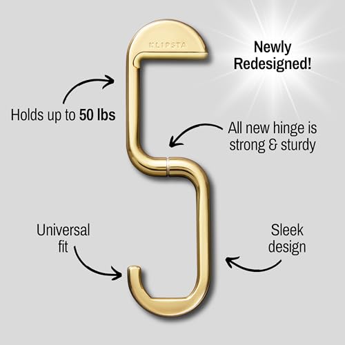 FLIP Bag Hook - Newly Redesigned. Portable Purse Hanger for Table with Magnetic Closure - Now Holds up to 50 lbs (Gold) - color: Gold