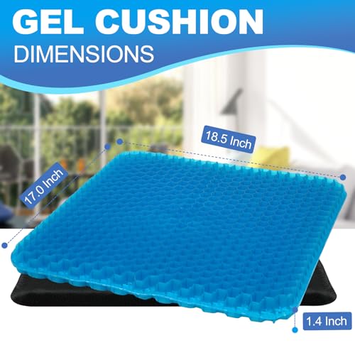 Gel Seat Cushion for Long Sitting - 18.5" x 17" x 1.4" (Large&Soft) Gel Cushion for People Over 100 lbs, Pressure Relief Cushions for Office Chair, Egg Cushions for Wheelchair, Seat Pad for Car - color: Standard Size Blue Gel