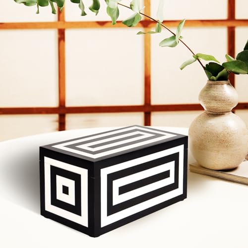 Handicrafts Home Decorative Organizer Box 10x5 – Large Keepsake Box with Lid, Modern Decorative Storage Box, Bohemian Coffee Table Décor, Jewelry & Memory Box, Decorative Accent Box for Home Décor - color: Concentric, size: 10 x 5 x 5 Inches