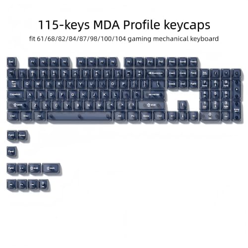 dagaladoo Clear keycaps,Transparent Keyboard keycaps,Jelly Key caps Set,Shine Through keycap,MDA Profile Keyboard caps for Mx Switches Mechanical Keyboard(Haze Blue) - color: Haze Blue