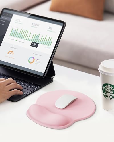 Mouse Pad with Wrist Rest, Ergonomic Mouse Pads for Desk, Office Non-Slip Mousepad with Gel Wrist Support(Light Pink, 10.6''L x 9''W) - color: Light Pink