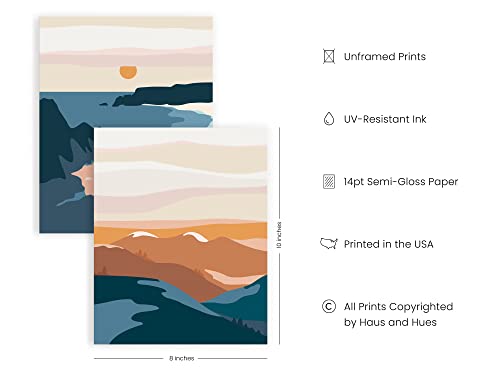 HAUS AND HUES Nature Wall Art - Mountain Landscape, Geometric Abstract, Adventure Decor - color: Mid-century Mountain Landscape, size: 8x10, style: Unframed