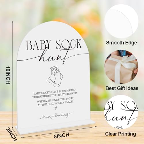 Baby Sock Hunt Baby Shower Game Sign babys Sock Hunt Sign Shower Reception Event Party Table Desk Acrylic Decor 8x10 Inch - color: baby sock hunt