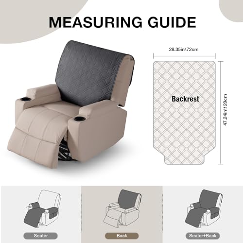 VANSOFY Recliner Chair Covers 100% Waterproof Backrest Cover Reclining Cover Non-Slip Dog Chair Cover Furniture Protector Washable Slipcover Elastic Straps for Pets, Dogs(Charcoal Gray) - color: Charcoal Gray
