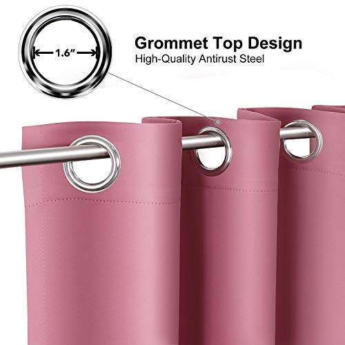 ChrisDowa Small Window Curtains 40 inches Long for Bedroom - Grommet Short Thermal Insulated Room Darkening Curtains for Kitchen (2 Panels, Pink, 29 x 40 Inch) - color: Pink, size: 29"W x 40"L (Pack of 2)