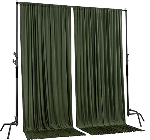 AK TRADING CO. 10 feet x 8 feet IFR Polyester Backdrop Drapes Curtains Panels with Rod Pockets - Wedding Ceremony Party Home Window Decorations - Olive Green - color: Olive Green