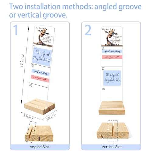 Sticky Notes Monitor Memo Board Acrylic Holder with Removable Wooden Base, Different Perspective Logo Desk Set with 200 Sheets Two Sizes Sticky Notes, Office Desk Accessories Organizer - color: Different