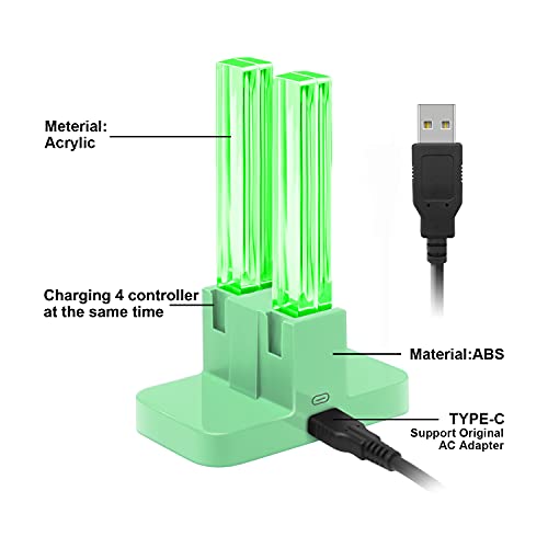 FastSnail Charging Dock Compatible with Nintendo Switch for Joy Con & OLED Model Controller with Lamppost LED Indication, Charger Stand Station Compatible with Joy Cons with Charging Cable (Green) - color: Green, size: 6.2/7.0 inch
