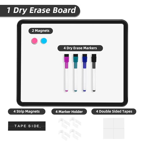 VUSIGN Small White Board Dry Erase, 11''x14'' Magnetic Dry Erase Board, Mini Whiteboard with Markers for Fridge, Wall, Locker, Black - color: D-black 1 Pack