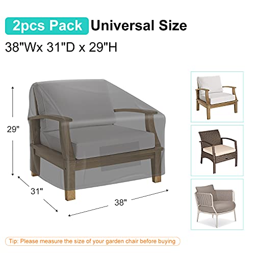 Patio Chair Covers for Outdoor Furniture Waterproof 2 Pack, Lawn Chair Covers 600D Heavy Duty Oxford Cloth, Large Covers for Lounge Lawn Deep Seat Black 38" W x 31" D x 29" H - color: Black, size: 38" W x 31" D x 29" H