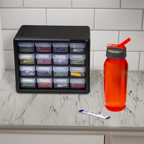 Akro-Mils 16-Drawer Plastic Storage Cabinet | 10-1/2 x 6-1/2 x 8-1/2 Inch | Black | Model 10116 | Garage Organization - color: Black, size: 16 Drawer, style: 2 pack