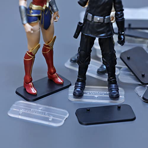 56Pack 6inch Action Figure Stand Base with Peg, Figures Toy Organizer Support Display Feet Stands, Figuras Holder Accessories, Compatible with 1/12 Mavel Legends Series/GiJeo Classified - color: Transparent&Black(Square)