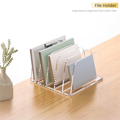 YUXUN Desk File Organizer,5-Section Vertical Clear Acrylic Desk Organizer File Holder Mail Sorter Office Organization for Office Home &Classroom(B5) - style: 5-Section,B5