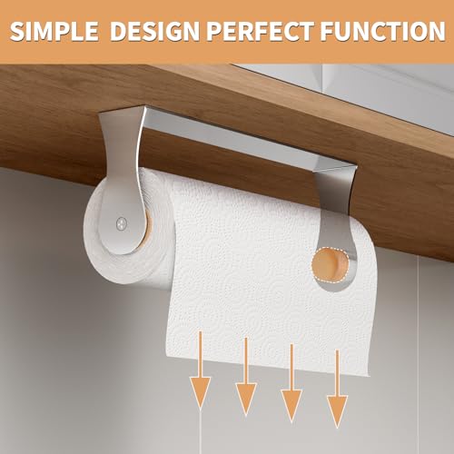 Paper Towel Holder Under Cabinet, Wall Mount Paper Towel Holder for Kitchen Bathroom, Stainless Steel, Adhesive or Screws, Silver - color: Silver