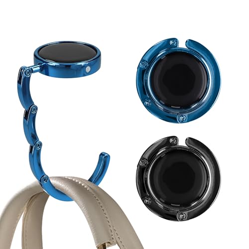 kwmobile Purse Hook for Table - Set of 2 Purse Holder - Folding Handbag Hanger - Portable Bag Holder - Bag Hooks for Desk - Table Hook Dark Blue/Black - color: dark blue / black