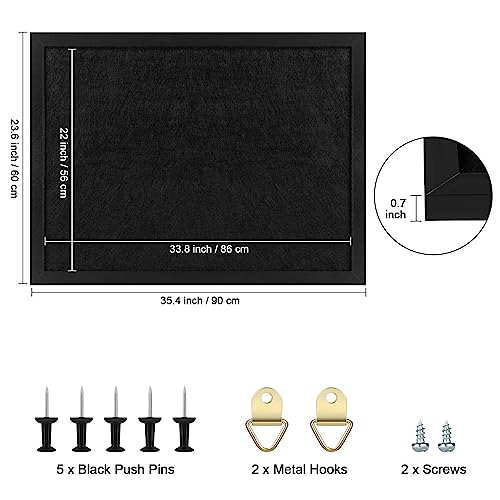 TORASO Cork Board Bulletin Board, 23.5" X 35.5" Cork Boards for Walls with Pins, Eye Bolts, gaskets, Screws, Pin Board for Office, School and Home (BK,60x90cm,2p - color: All Black, size: Approx.24"x36" - 2P
