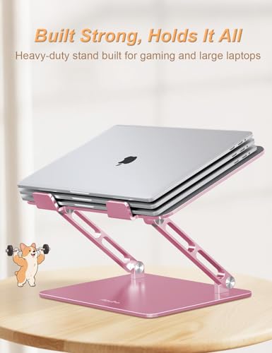 Aoviho Laptop Stand for Desk-Adjustable, Foldable, Portable, Ergonomic Aluminum Notebook Riser with Unique Puppy Shaped Vent, Desk Gift for 10"-17.3" Devices Mac, Dell, HP, Lenovo, Samsung, Rose Gold - color: Rose Gold