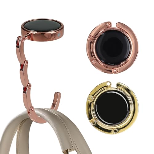 kwmobile Purse Hook for Table - Set of 2 Purse Holder - Folding Handbag Hanger - Portable Bag Holder - Bag Hooks for Desk - Table Hook Gold/Copper - color: gold / copper