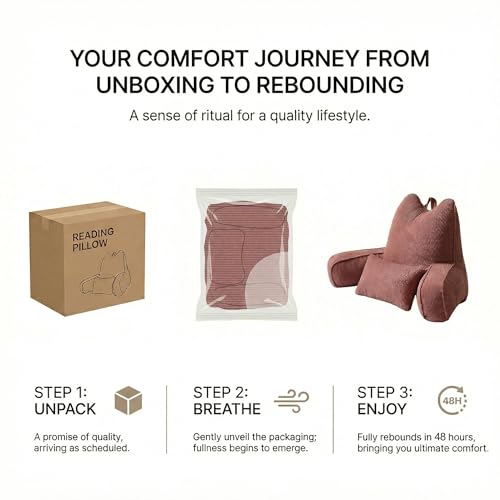 Patented Design Lounge Pillow with Arms for Couch & Bed, Extra Large Reading Pillow Backrest with Detachable Lumbar Support, Sitting Up Support Cushion with Side Pockets, Brick Brown - color: Brick Brown