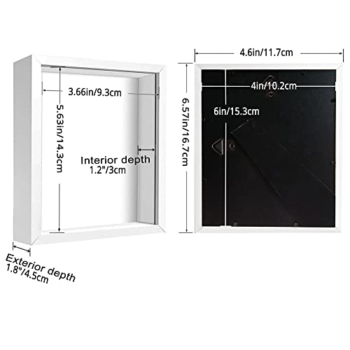4x6 Small Shadow Box Frame Display Case , Display Case Box for Memorabilia, Medal, Wedding Memories, Crafts, Tickets and Photos (White, 4x6) - color: White, size: 4x6