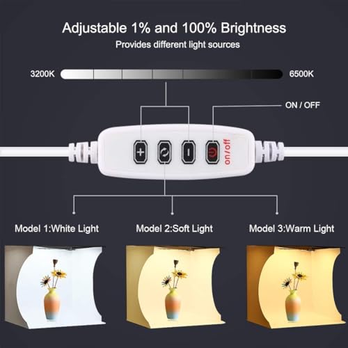 PULUZ Photo Studio Light Box, Portable Folding Photo Light Box with Ring Light and 6 Colors Backdrops,Light Box Photography for Small Size Products - color: 12.9x12.2x12.2in - PVC Ring Light