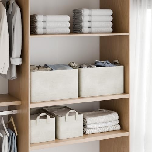 StorageWorks Storage Bins, Shelves Baskets for Organizing, Fabric Closet Organizers with Handles, Metal Frame, Beige-Cotton-linen, 2-Pack - color: Beige(Cotton-linen), size: 14 ¾" L x 10 ¼" W x 8 ¼" H