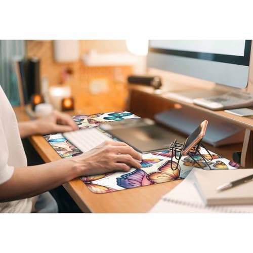 Colorful Butterfly Desk Mat Large Mouse Pad Blue Pink Purple Full Extended Gaming Computer Keyboard Mousepad for Home,Office 35.4"X15.7" - color: colorful Butterfly