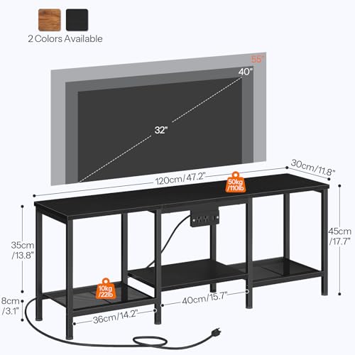 HOOBRO TV Stand with Charging Station to 55 Inches, LED Entertainment Center, Media TV Console Table with Open Storage Shelving for Living Room, Bedroom, Black BB122UDDS01 - color: Black