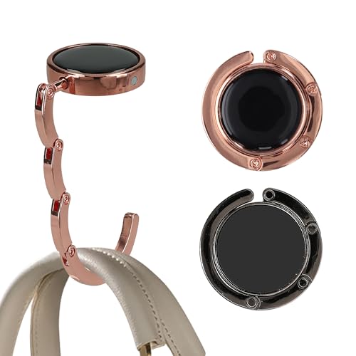 kwmobile Purse Hook for Table - Set of 2 Purse Holder - Folding Handbag Hanger - Portable Bag Holder - Bag Hooks for Desk - Table Hook Black/Copper - color: black / copper