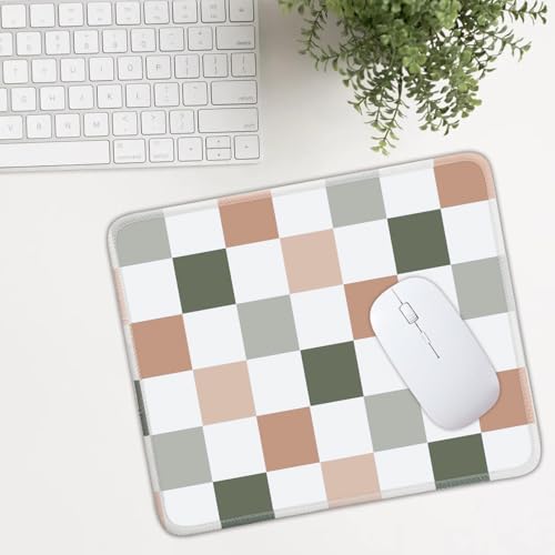 Mouse Pad for Desk with Stitched Edge, Premium Cute Washable Mouse Pads. Computer Mousepad with Non-Slip Rubber Base, Mousepads for Laptop, 9.25x7.75x0.12 inch (Muted Checkers) - color: Muted Checkers