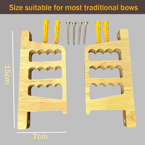 Archery Wall-Mounted Bow Rack and Arrow Holder , Bow Wall Mount Storage for Recurve Bow Traditional Longbow - Arrows Display Hanger Brackets for Wall in Home(Oak Material)