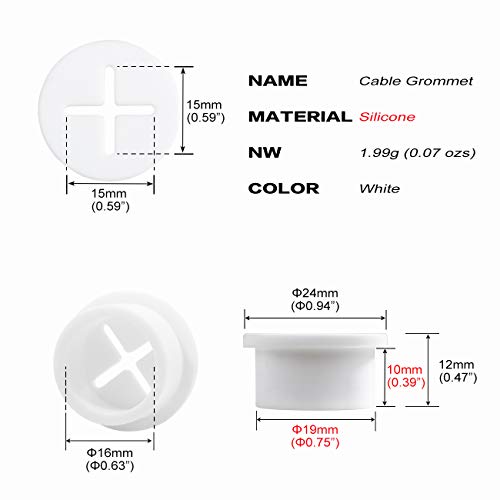 Keenkee 8 Pack Cable Cord Grommet 3/4 Inch Flexible Wire Rubber Grommets for Desk and Other Furniture Wall Hole Cover Cable Management Wire Organizer Cable Pass Through, White Color - color: White