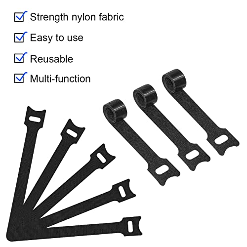 100 PCS 8 Inch Reusable Cable Ties, Adjustable Cable Management Wire Straps with Hook and Loop, Multi-purpose for Home, Office and Data Centers Organizer by QINGLER