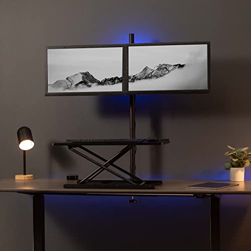VIVO Dual Monitor Stand Up Desk Mount Extra Tall 39 inch Pole, Fully Adjustable Stand for up to 27 inch Screens, Black, STAND-V012 - size: 13" - 27" screens