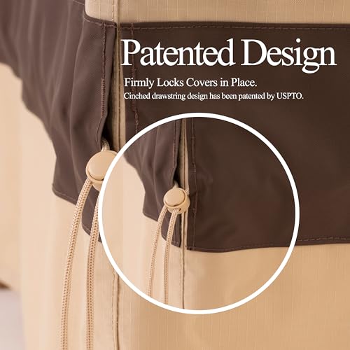 WJ-X3 Patio Chair Cover, Outdoor Lounge Cover, Heavy Duty, Waterproof Lawn Chair Covers, 29W x 30D x 36H, Beige & Coffee, 2-Pack - color: Beige & Coffee, size: 29W x 30D x 36H, 2-Pack, Standard Chair