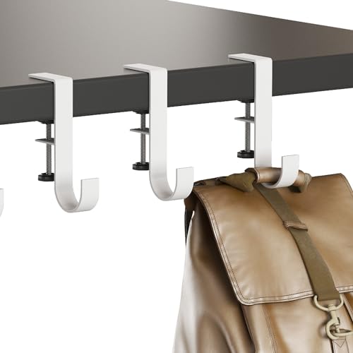 Generic 3 Pcs Desk Mount Bag Holder Hook/Clamp-On Backpack Hanger/Headphone Hook Holder/Headset Stand Hanger Clamp Under Desk Space