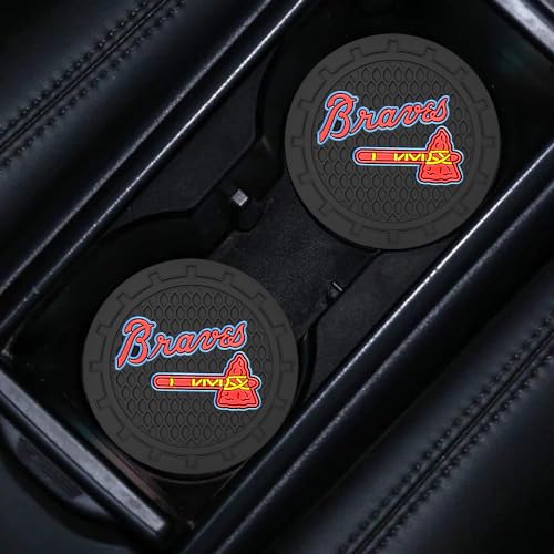Car Cup Holder Coasters for Atlanta Braves Baseball Fans, Braves Car Coasters for Cup Holder Insert Silicone Non-Slip - color: 11br12av