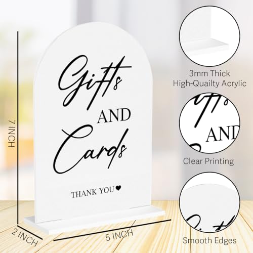 Cards and Gifts Sign for Wedding Acrylic Wedding Welcome Arch Wedding Reception Decor Table Signs for Ceremony and Reception 7 x 5 Inches - color: Gifts