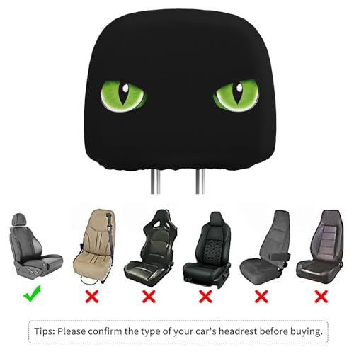 Dujiea 2 Pack Black Cat Eye Car Headrest Covers, Universal Soft Car Seat Head Rest Cover Protector, Vehicle Accessories Fabric Headrest Cover for Cars Vans Trucks - color: Black Cat Eye