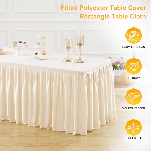 Wish Care 2 Pack Light Champagne Rectangle Table Clothes for 4 Foot Tables, Polyester Fitted Tablecloths 4ft Stretch Table Cover for Wedding, Birthday, Parties, Trade Show, Craft Show - color: Light Champagne, size: 48" x 24" (4 Ft - 2 Pcs)