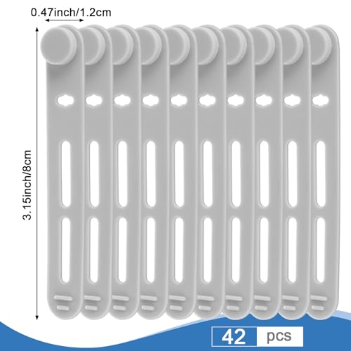 Tellegloww 42 Pcs Silicone Cable Ties Reusable Cord Organizer Adjustable Data Cable Wraps for Earphone Phone Charger Computer Cord Management Straps Travel Essentials(Gray,3.15 Inch) - color: Gray,, size: 3.15 Inch