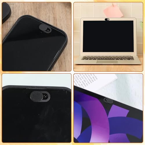 50 Pcs Webcam Cover Slide, 0.023 Inch Ultra-Thin Universal Camera Privacy Cover Black Phone Camera Covers Slide for Phone, Laptop, Computer