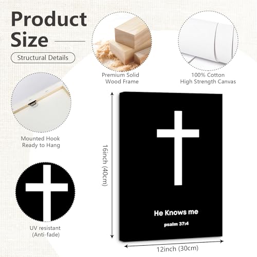 Christian Jesus Wall Art Black White God Canvas Wall Decor Religious Bible Verse Poster Modern Christian Cross Painting Artwork Christ Scripture Prints Picture for Bedroom 12x16x3 Inch Wrapped Canvas - color: Black God Prints, size: 12x16 Inch Wrapped Can