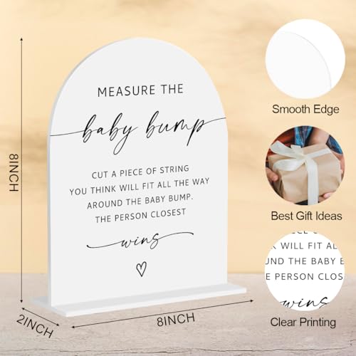 Measure The Baby Bump Game Sign Measure The Belly Baby Shower Game Sign How Big is Mommys Belly Games for Newborn Infant Activity Party Reception Table Desk Decor 8"x10" - color: Baby Bump