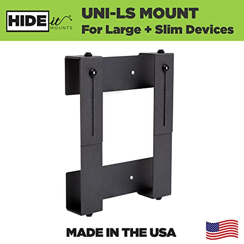 HIDEit Mounts Uni-LS Mount - Patented in 2015, Made in USA - Steel Adjustable Large and Slim Wall Mount. Hide Your Cable TV Box, Satellite Receivers, DVRs, Security NVRs and Other A/V Equipment - size: USA Made Large Slim